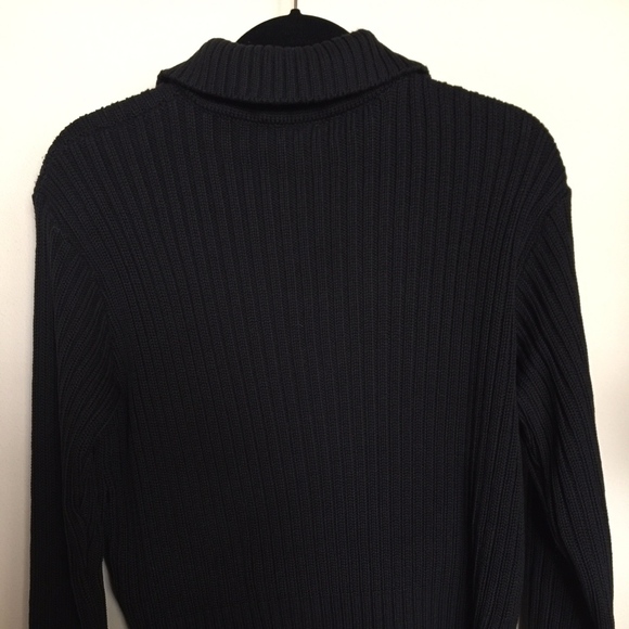 Rhinestone Zippered Black Ribbed Sweater - Picture 7 of 8